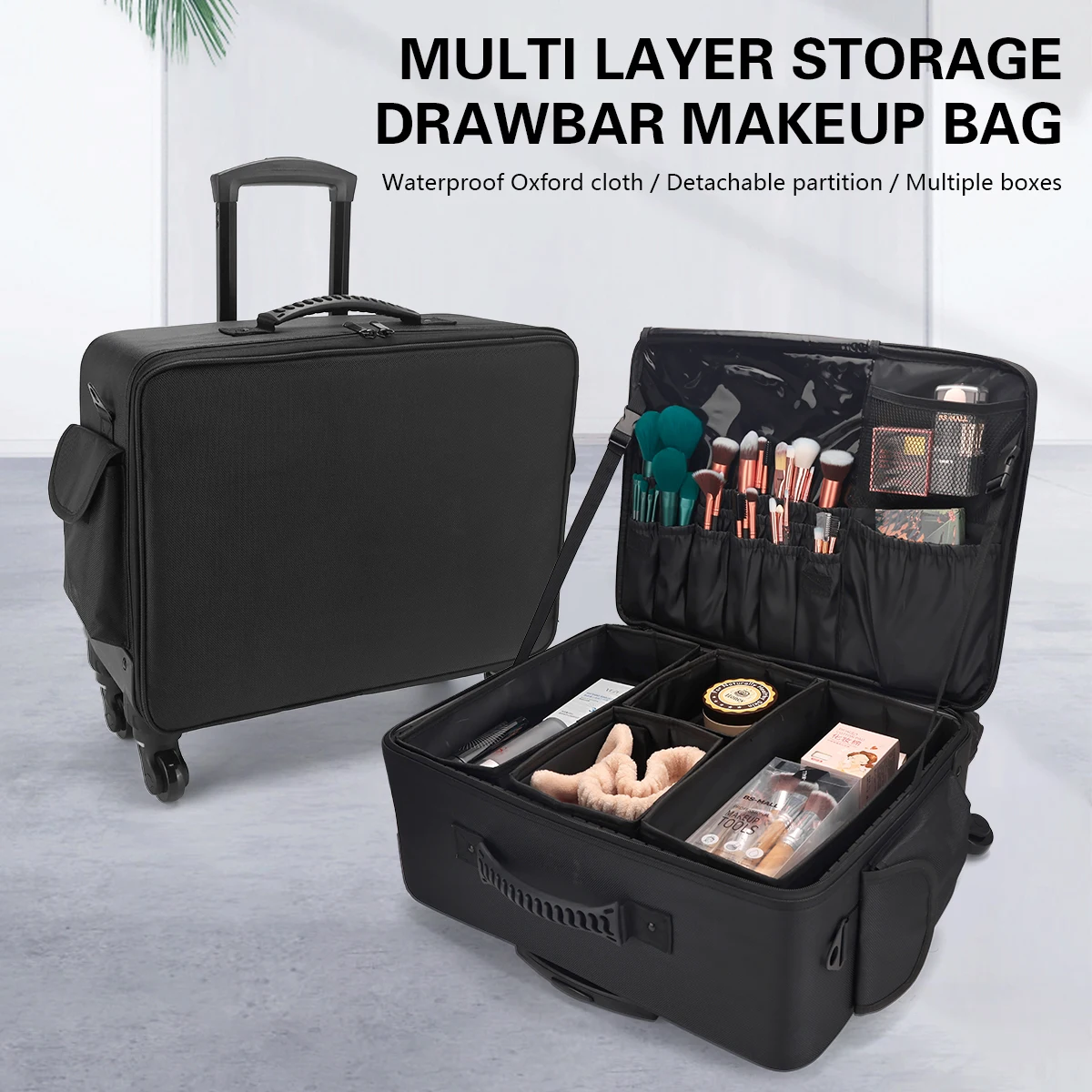 Beauty Makeup Box Set - 전문 이발사 트롤리 케이스 대용량 수납