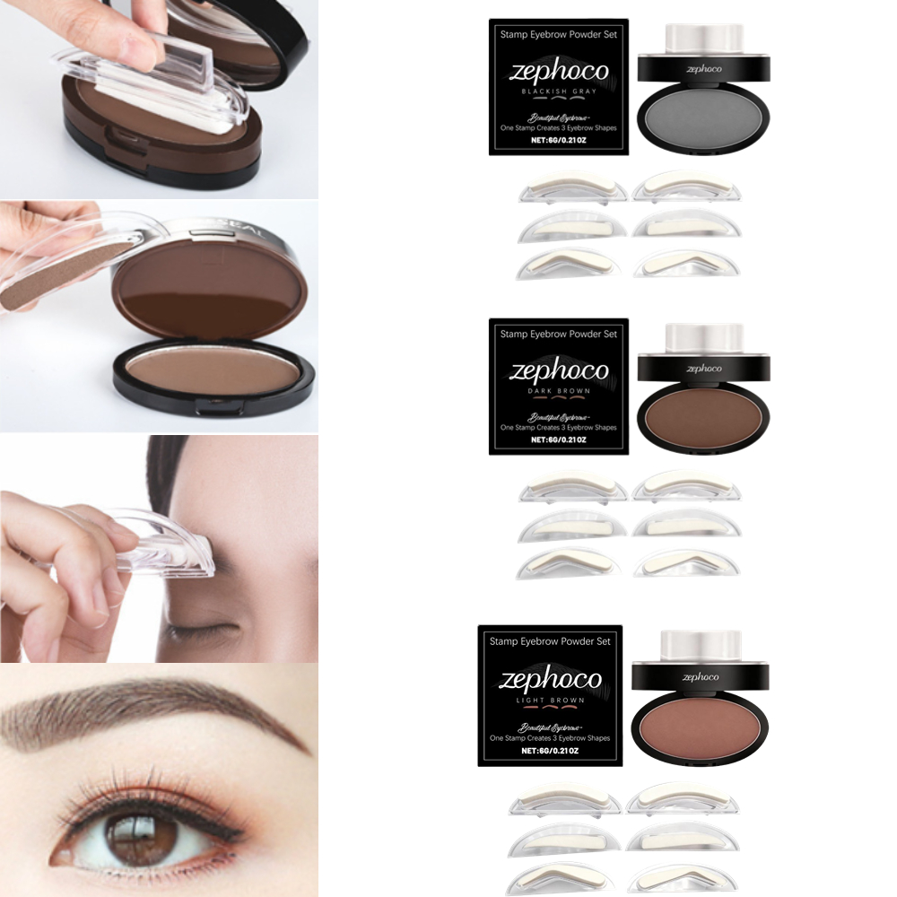 Beauty Mark Makeup - 내추럴 아이브로우 파우더 스탬프 스텐실 키트
