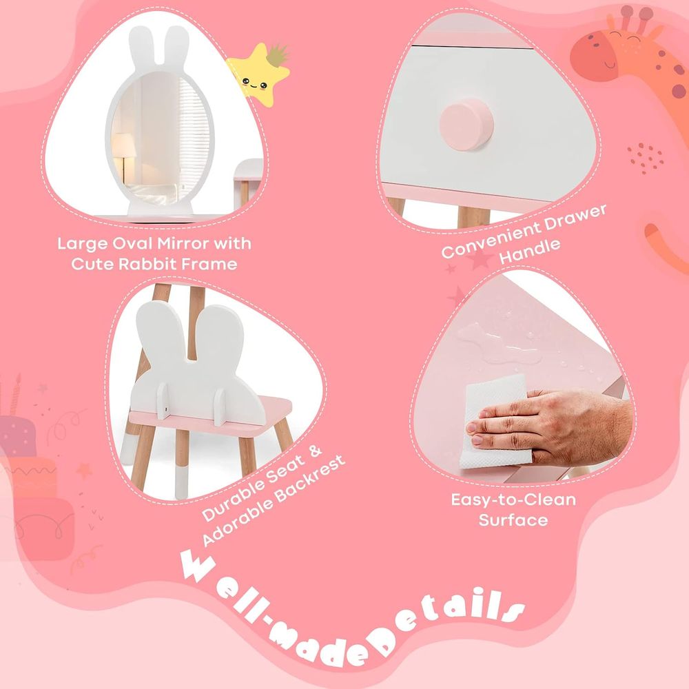 EY 키즈 화장대, 토끼 테마 유아용 원목 화장대 및  - Beauty Makeup For Kids 리뷰 및 가격