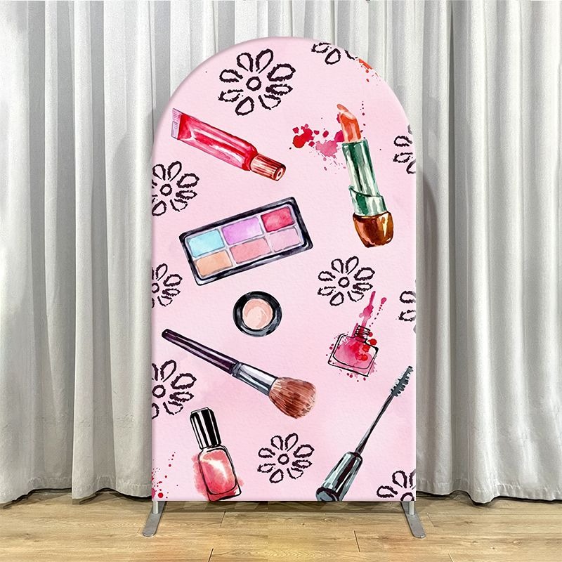 싱글 사이드 아치형 백드롭 커버, 우아한 핑크 뷰티 테 - Beauty Makeup Events 리뷰 및 가격